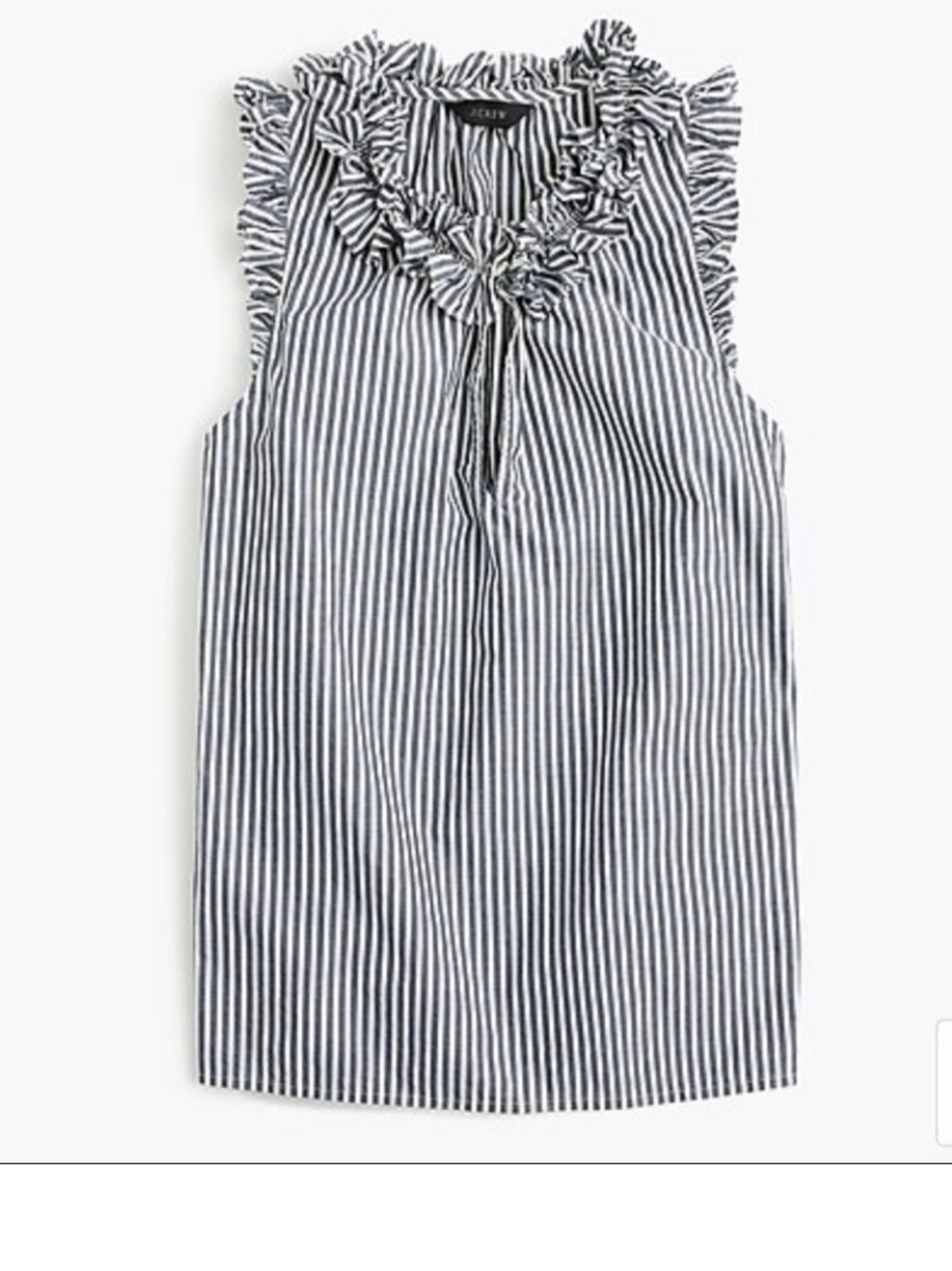 J. Crew Striped Cotton Ruffle  Sleeveless Top